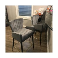 Tabouret de Bar confortable, à Base métallique et en velours, chaise haute pour salle à manger, Restaurant, offre spéciale,