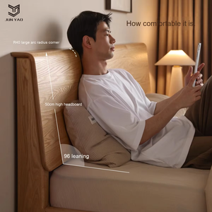 Style nordique moderne Simple reine-taille chêne cadre de <span class=keywords><strong>lit</strong></span> Double <span class=keywords><strong>en</strong></span> bois massif meubles de maison souples pour chambre à coucher Studios urbains Lofts confortables - Product Image 1