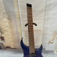 Carbonized Maple Chameleon Blue Headless 7 Strings Electric Guitar Alder Wood Glossy Surface 22 Frets HH Pickup Foam Case Fast