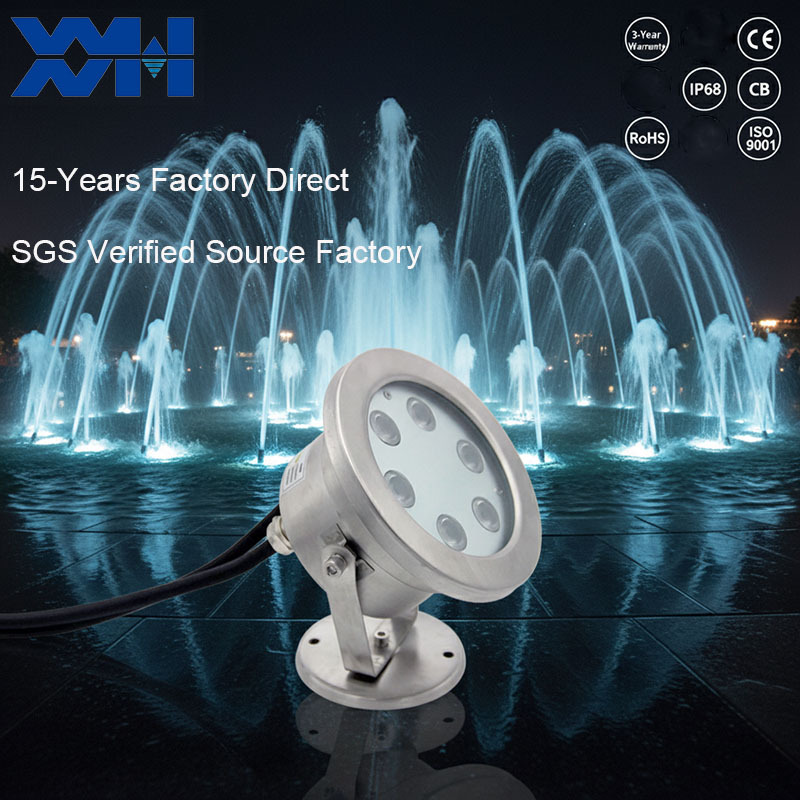 3-Year Warranty IP68 Waterproof 36W Stainless Steel RGB DMX512 Dimmable LED Underwater Fountain Light Swimming Pool Landscape