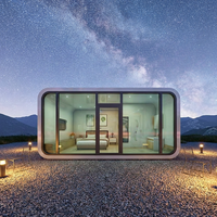 Maison capsule de luxe à 2 chambres, type Apple Cabin, vue panoramique, préfabriquée, modulaire, petite maison pour location en resort