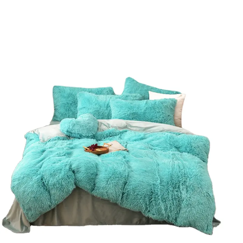 IDOTEX New style Fluffy Set Comforter Plush Luxury Cashmere Children Faux Fur Warm Duvet Cover Bedding Sets