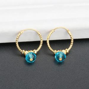 Boucles d'oreilles créoles JXX tendance plaquées or 24 carats avec perles de zircon colorées, cadeau idéal pour femme - Product Image 4