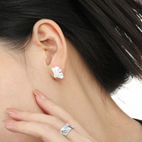 Großhandel Blumen Design Zirkon Ohrringe Sterling Silber 925 Schmuck versilbert oder vergoldet Ohr stecker Schmuck Frauen