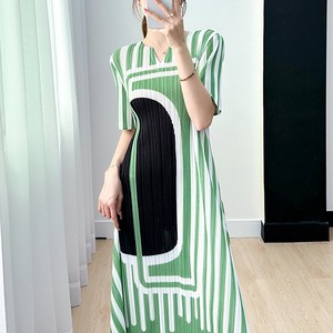 2023 Miyake <strong>Zebra</strong> Pattern <strong>Printing</strong> Dress Summer Boho Casual Short Sleeve Long Maxi Evening Party Dress - Product Image 5