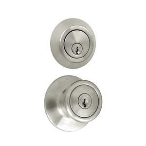 Ensemble de serrures de porte WEKIS en acier inoxydable finition chrome satiné, sans clé, ANSI Grade 2, avec bouton combiné, levier et pêne dormant, entraxe 60 mm - Product Image 3