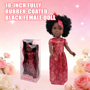 Bambola Nera da 18 Pollici con Corpo in Gomma, Set Moda, Vestito, Giocattolo per Casa e Gioco, Bambola in Gomma Integrale da 18 Pollici per Regalo Bambina dai 3 Anni in su - Product Image 2