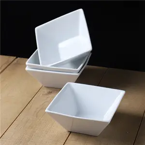 Modern tasarım kare toptan beyaz porselen ev otel için servis kasesi salata seramik kaseler