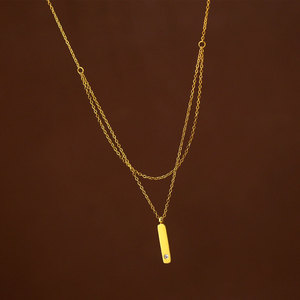 Collar Doble de Acero Inoxidable con Logotipo Personalizado, Resistente al Deslustre, Impermeable, Chapado en Oro de 18k, para Mujer - Product Image 1