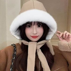 Winter Korean Style Fleece Lined Thickened Lei Feng Hat Two In One Bag Hat Warm <b>Ear</b> <b>Covering</b> Tie Up Pullover Hat - Product Image 4