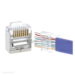 Conector RJ45 de red chapado en oro Ethernet 8P8C Conector modular FTP Cat6 Mini conector RJ45