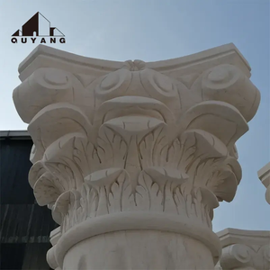QUYANG, decoración de construcción al aire libre, piedra Natural Beige, Pilar romano griego, diseño de mármol, columna corintia para casa - Product Image 5