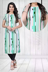 Stylish Ethnic Silk Crepe <b>Kurtis</b> <b>for</b> <b>Women</b> Sleeves Print <b>for</b> Casual Parties and Festive Occasions Indian Pakistani Styles - Product Image 2
