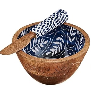 Tazón de madera con estampado esmaltado para Hotel y restaurante, tazón de madera de Acacia para frutas y ensaladas, tazón para servir hecho a mano - Product Image 1
