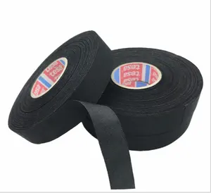 Slijtvaste Tesa 51608 Tape 0.28Mm Dik Zwart Huisdier Polyester Flanel Auto Kabelboom Doek Tape