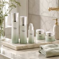 Bouteilles et pots cosmétiques cylindriques haut de gamme en verre à bouchon conique évasé pour ensemble de soins de la peau premium 30g 50g 40ml 100ml 120ml