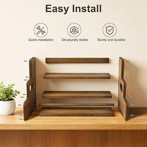 Cross-border tiered display rack, solid wood three-tiered <b>shelf</b>, wooden spice rack, iron and wood combination condiment storage - Product Image 2