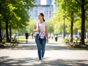 Borsa a Tracolla a Forma di Coniglio in Tessuto Non Tessuto, Antistress, Borsa da Petto per Donna, Stampa Cartoon, Chiusura con Zip, Per Tutte le Stagioni - Product Image 2