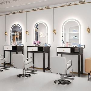 Soporte de espejo para salón de belleza, soporte de mesa para espejo de cuidado capilar, soporte de herramientas integrado, tocador de dormitorio con espejo - Product Image 6