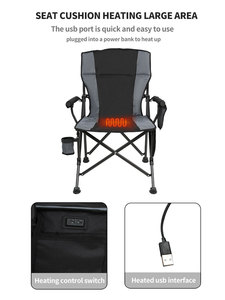 Kejie Sales Adjustable Steel <b>USB</b> <b>Heated</b> Camping Chair Custom Logo Modern Fabric Folding Beach Picnic Chair for Fishing Wholesale - Product Image 3