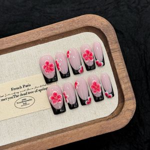 <span class=keywords><strong>Uñas</strong></span> Postizas de Lujo TSZS Medianas con Diseño Floral Curvo en 3D, <span class=keywords><strong>Uñas</strong></span> Postizas de Almendra con Diseño de Flores de Lirio Azul y Amarillo, Venta al por Mayor - Product Image 5