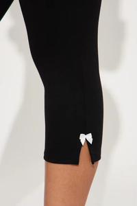Pantalon Capri <span class=keywords><strong>Femme</strong></span> <span class=keywords><strong>Taille</strong></span> Haute Élastique avec Nœud Décoratif Couleur Unie Coupe Évasée Ourlet Fendu Ample Respirant - Product Image 3