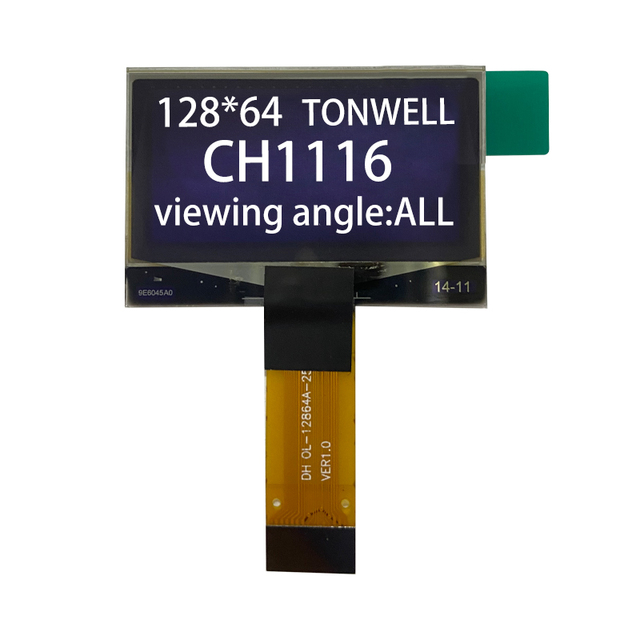 1.3 Inch PMOLED Display Screen with 128x64 Resolution I2C Interface White Color PCB Mounting