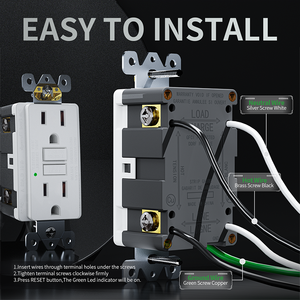 Bán buôn an toàn ul chứng nhận gfci Ổ Cắm phích cắm ổ cắm 15A/20A Điện đựng cho phòng tắm/ngoài trời (màu đen) - Product Image 5