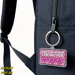 Portachiavi 'I'm the Girl You Die for' con Stampa Leopardata Rosa e Cuori Viola, Accessorio con Frase Audace e Sgargiante <span class=keywords><strong>per</strong></span> Borse, Chiavi, Zaini - Product Image 5
