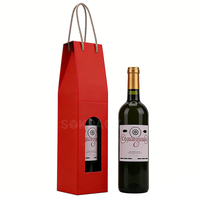 Caja de Regalo Ecológica Personalizada para una Sola Botella de Vino, de Papel Kraft Rígido, con Ventana y Asa, Hecha con Materiales Reciclados, Portátil, para Bebidas Energéticas