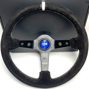 Classique Racing Sports Universal Deep Dish Volant <span class=keywords><strong>de</strong></span> <span class=keywords><strong>voiture</strong></span> en cuir recouvert d'une bague en argent Accessoire Premium - Product Image 2
