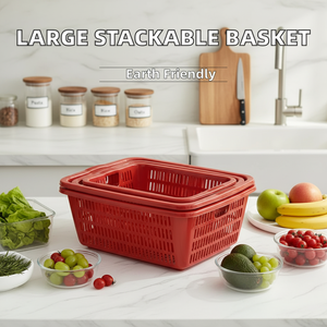 Panier en plastique PP ovale multifonctionnel et empilable, écologique, pour légumes, fruits et rangement domestique – Vente en gros Chine - Product Image 4