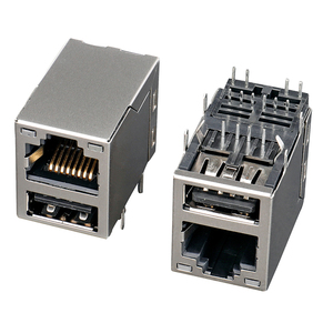 Conector de rede USB Rj45 de porta única OEM conector de rede 8p8c 3X1 Rj45 + conector modular USB LED Rj45 fêmea - Product Image 3