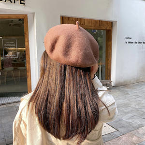 Groothandel Vrouwelijke Luxe Winter Mode Wollen Baret Hoed Franse Baret Cap Effen Kleur Hoed Voor Vrouwen Meisjes Dame - Product Image 4