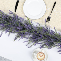 Guirlande artificielle de lavande, vigne de fleurs violettes, chemin de table, décoration murale pour cheminée, couronne