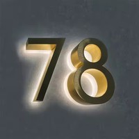 Enseigne personnalisée rétroéclairée par LED, étanche, en acier inoxydable, à fixer au mur, numéro de maison LED
