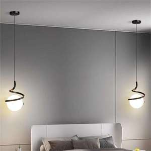 Decorazione della casa nordica luce pendente a spirale LED soffitto alto lampade a sospensione per comodino illuminazione nero bianco <span class=keywords><strong>oro</strong></span> <span class=keywords><strong>paralume</strong></span> in vetro - Product Image 2