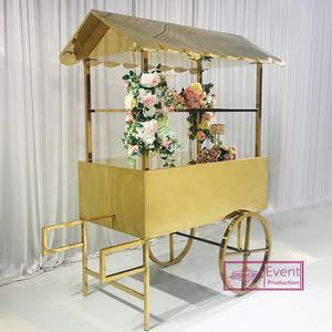 Suministros <span class=keywords><strong>de</strong></span> <span class=keywords><strong>alquiler</strong></span> para eventos, decoración para baby shower, carrito <span class=keywords><strong>de</strong></span> dulces dorados <span class=keywords><strong>de</strong></span> acero inoxidable - Product Image 5