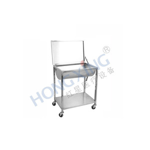 Carrito de desechos de acero inoxidable Hong Xing Hx E63, rectangular, de doble capa, cubierto, para salas de hospitalización y quirófanos. - Product Image 2