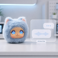 Peluche parlante intelligente avec coussin vocal IA, yeux lumineux, 4G ESIM, dialogue continu, boule ronde de 10 cm, pour les 14 ans et plus