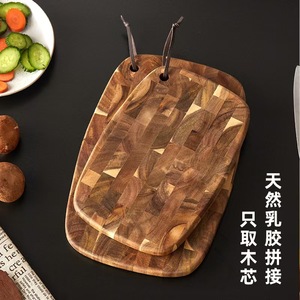 Jiufeng Solid <b>Wood</b> Cutting Board Acacia <b>Wood</b> Checkerboard Rectangle With Handle Kitchen Chopping <b>Block</b> - Product Image 4