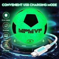 Ballon de football en caoutchouc LED de taille 5 rechargeable par USB, logo personnalisé imprimé, lumière verte lumineuse, effet lumineux dans le noir
