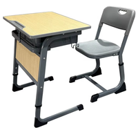Ensemble de bureau et chaise d'école réglables avec panneau frontal en bois, pieds en U, table d'étude avec fente pour stylo, mobilier ergonomique pour étudiants