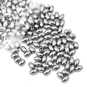 Perles ovales en acier inoxydable, perles lisses et espacées pour la fabrication de bracelets, accessoires de bijouterie H1082 - Product Image 2