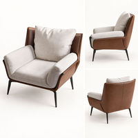 Fauteuil d'appoint moderne rembourré en tissu aspect cuir, fauteuil individuel pour salon, coin lecture, hall d'hôtel