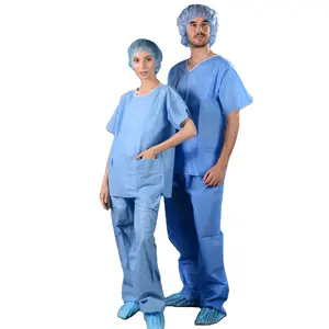 Дешевые одноразовые медицинские платья, нетканый хирургический халат для пациента, одноразовые медицинские скраб-костюмы, униформа медсестры, медицинская униформа