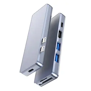 USB C集线器电源扩展直接7入2型C适配器100W电源输送4K HDMI C型和2个USB A数据端口SD MicroSD卡