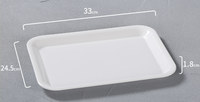 Plateau de service rectangulaire en mélamine blanche écologique personnalisé, vente chaude, plat poli pour buffet de fête, restauration, usage domestique
