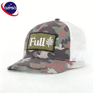 QZFSO Wholesale Custom High Quality Printing logo <b>Summer</b> 6 Panels Camo Baseball Cap Embroidery Mesh Hip Hop Trucker <b>Hats</b> for <b>Men</b> - Product Image 1