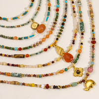 Collier de perles en pierre naturelle au design original, fabriqué à la main, collier de luxe en acier titane avec pendentif éléphant conque, bijoux vintage